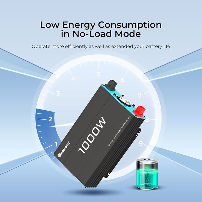 Renogy 1000W Pure Sine Wave Inverter 12V DC to 120V AC Converter - Image 8