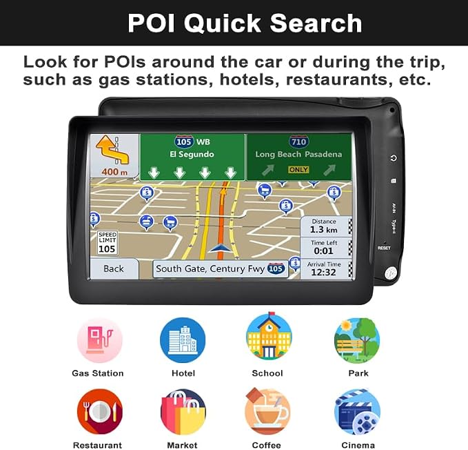 GPS Navigator for Car, Latest 2025 Map 7-inch HD Display 16GB 256MB Satellite - Image 5