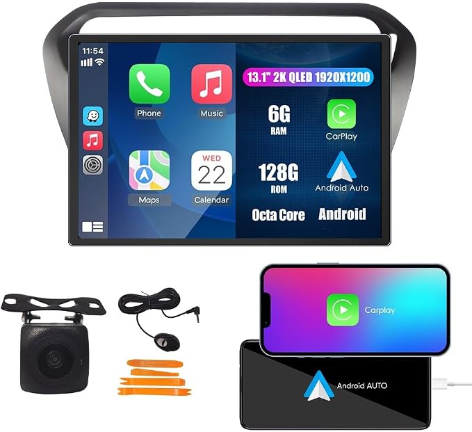 Kunfine Car CarPlay Android Auto Navigation Stereo GPS Radio Camera Display by KUNFINE