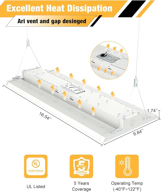 LED Linear High Bay Light, 130W 19500LM High Bay LED Shop Lights, 0-10V - Image 5