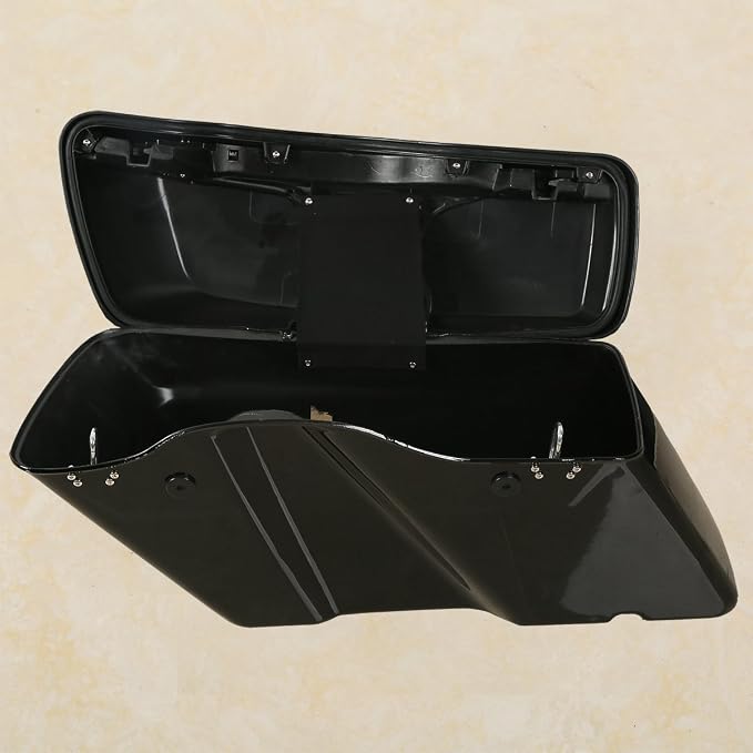 XFMT Vivid Black Motorcycle Saddlebags Hard Saddle Bags W/Black Latches & - Image 5