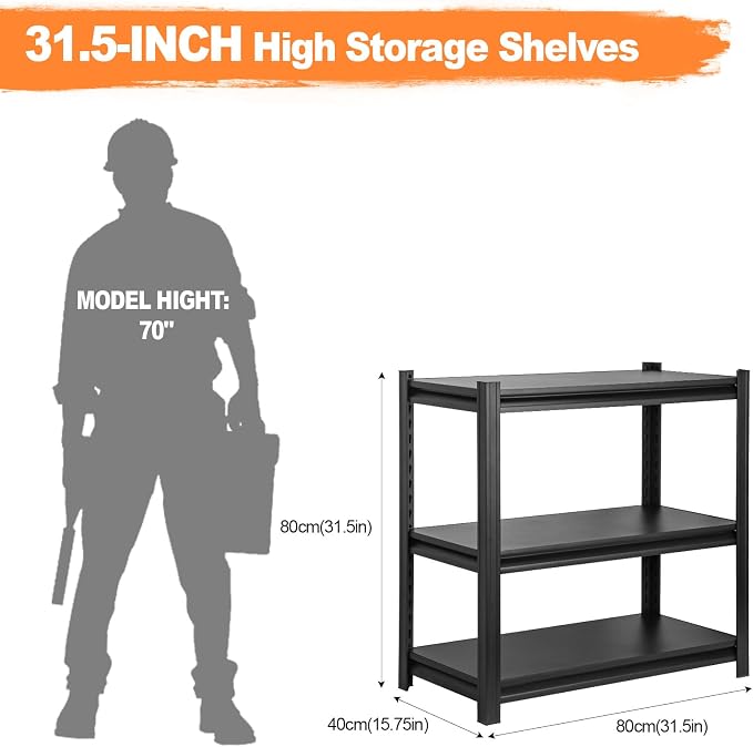 Metal Garage Shelving Unit, Heavy Duty 3-Tier 1050 LBS Loads Adjustable Storage - Image 3