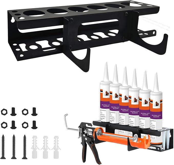 Siligun Caulking Gun Rack, Grease Gun Holder, Wall Mount Silicone Caulking Tools by Mibcocny