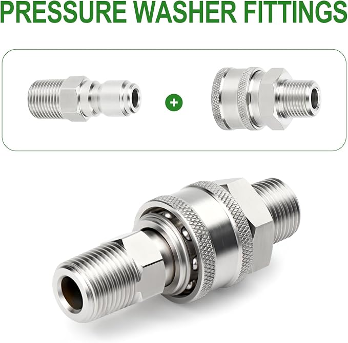 TAISHER 4PCS 304 Stainless Steel Pressure Washer Adapter Kit, Quick Connect - Image 5
