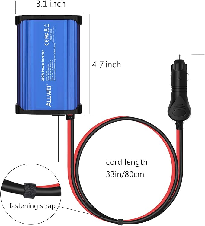 ALLWEI 300W Car Power Inverter DC 12V to 110V AC Power inverters - Image 9