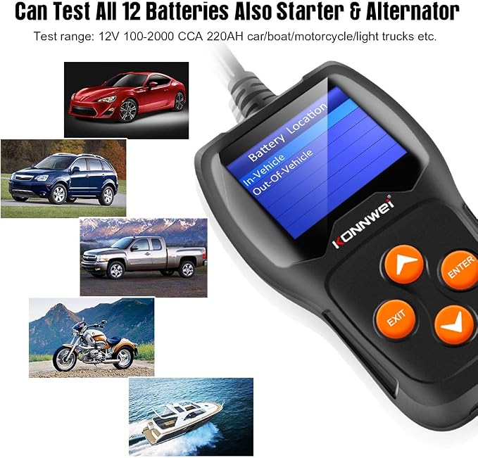 KONNWEI KW600 Car Battery Tester 12V Professional 100-2000 CCA Automotive - Image 3