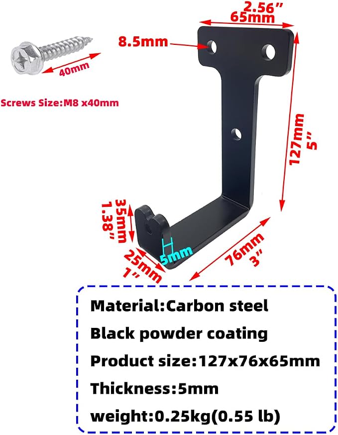 4 PCS black heavy duty metal flat j hooks - Image 4