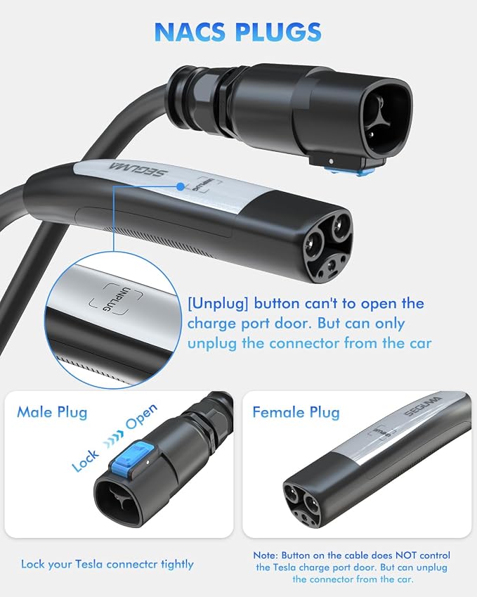 EV Charger Extension Cable for Tesla Charger, 50Amp 21ft Max 240V 12kW - Image 4
