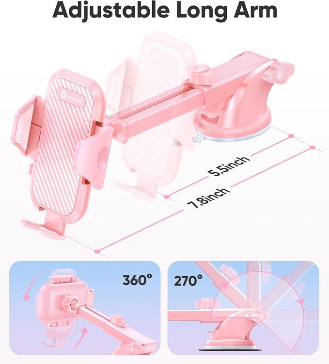 VICSEED Pink Phone Holders for Your Car, 3-in-1 Dashboard Windshield Vent - Image 4