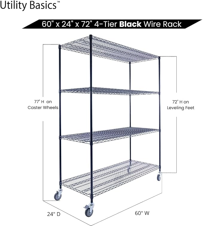 60"x24"x72" Premium Metal Steel 4-Tier Wire Shelving NSF 3200 LBS MAX Capacity - Image 8