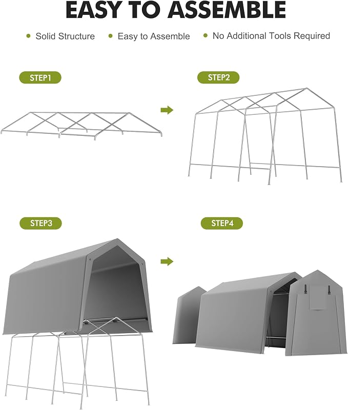 7 x 15 ft Carport Storage Shed, Portable Garage - Image 3