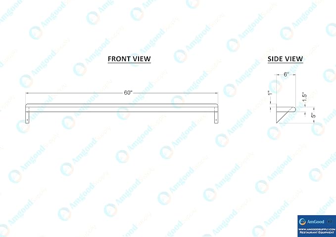 AmGood 60" Long X 6" Deep Stainless Steel Wall Shelf | NSF Certified | - Image 5