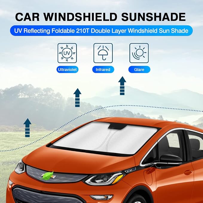 KUST Windshield Sun Shade for 2017-2024 Chevrolet Bolt EV Hatchback Accessories - Image 2