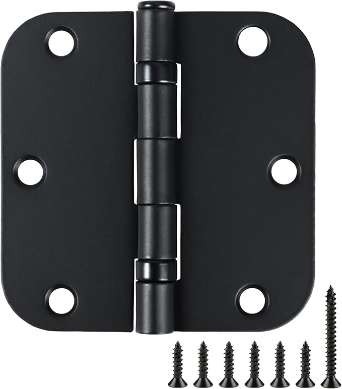 1 Pack Ball Bearing Door Hinges Matte Black 3.5 Inch 5/8" Radius Round Anti by TDCHINGES