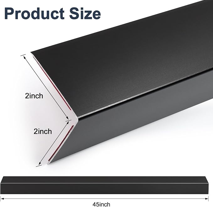 4PCS 45" Black Metal Corner Protectors, Aluminum Self Adhesive Corner Guards - Image 2