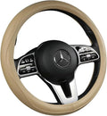 Cowhide Steering Wheel Cover Heat Resistant Anti-Slip Car Wheel Wrap Compatible by AEVEA