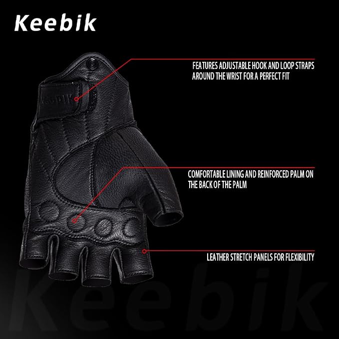 Goatskin Leather Motorcycle Motorbike Powersports Racing Gloves Reflective - Image 3