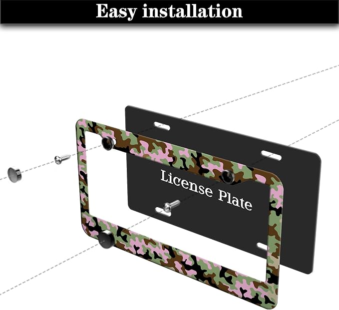 License Plate Protector Multicolor License Plate Frames Pink Camouflage Camo - Image 7