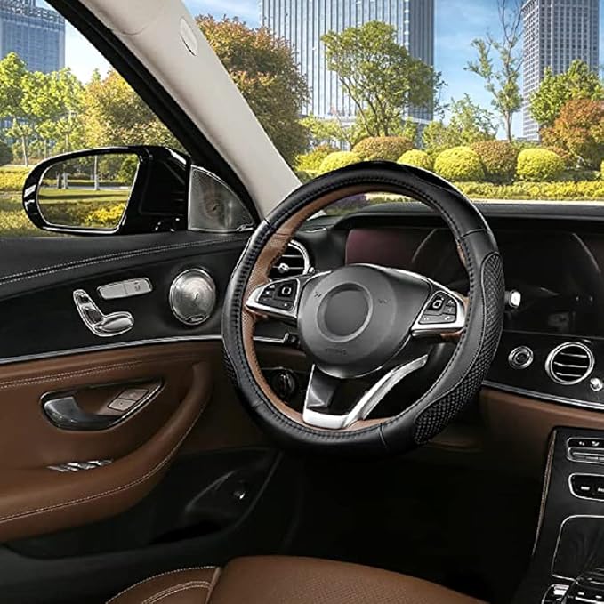 Leather Car Steering Wheel Cover 15 inch Universal Fit Microfiber Steering - Image 8