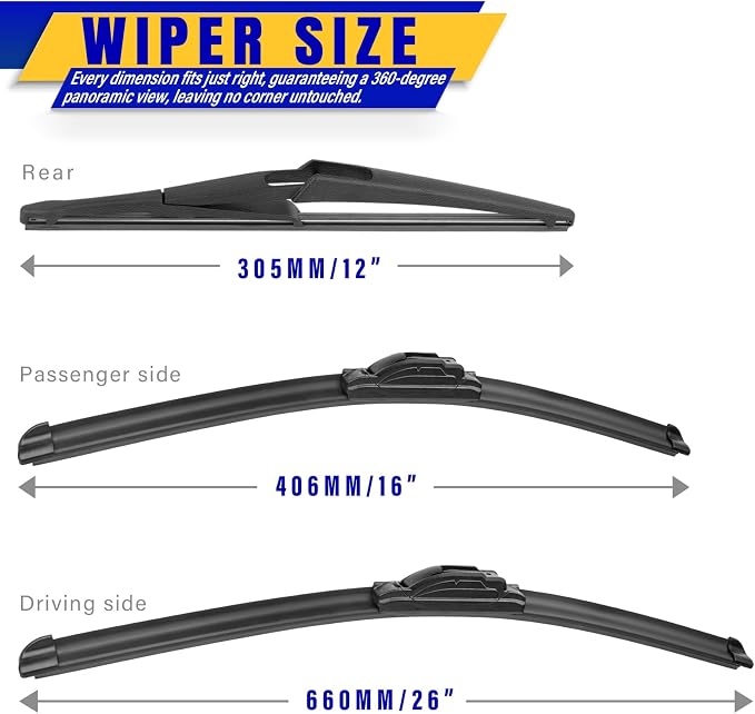 3 wipers Replacement for 2018-2023 Nissan Kicks, Windshield Wiper Blades - Image 2