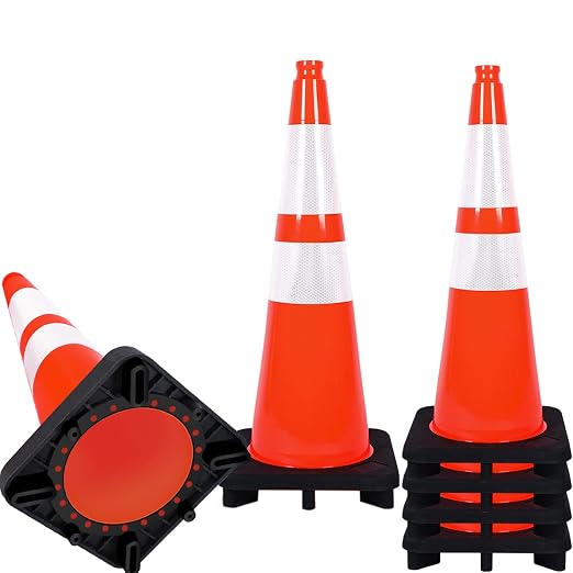 Traffic Cones 28 inch 6 Pack Heavy Duty Safety Cones Orange by StrLon