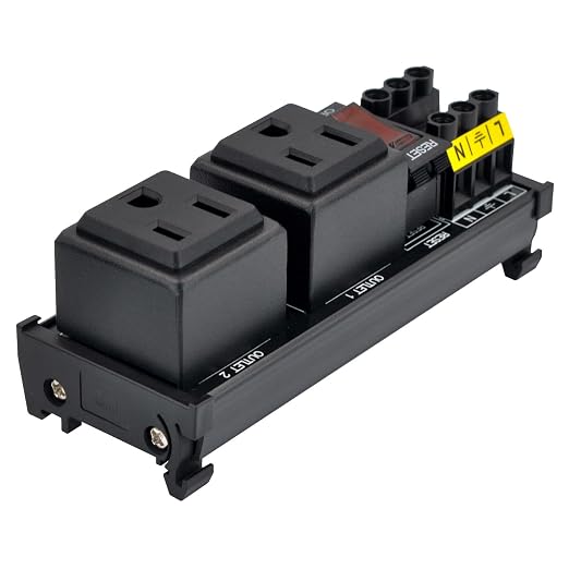 DIN Rail Mount AC 120V NEMA 5-15R Double Receptacles Outlet Power Strip Module - Image 3