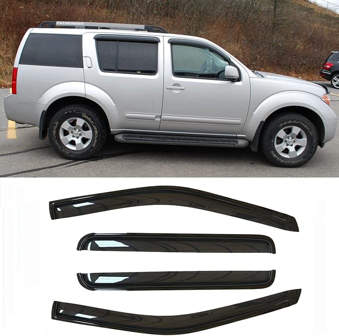 4pcs Side Wind Deflector, Out-Channel Tape On Sun Rain Guards, Dark Smoke Nice - Image 2