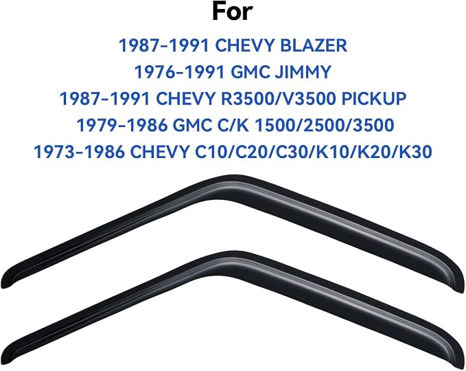 Window Visors Rain Guards for 1987-1991 Chevy Blazer, Out-Channel Window Vent - Image 2