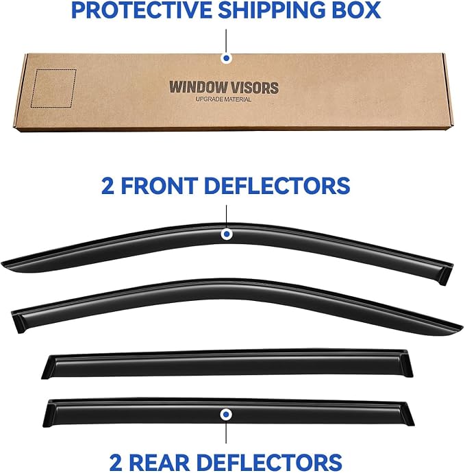 Window Visors Rain Guards for Honda Pilot 2016 2017 2018 2019 2020 2021 2022 - Image 5