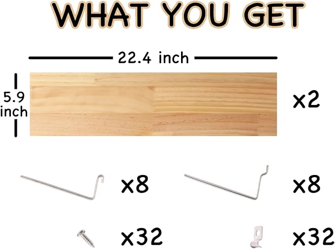 SEVENY 2 Pack Pegboard Shelf Wall Organizer, Pine Wooden Garage Tool Storage - Image 3
