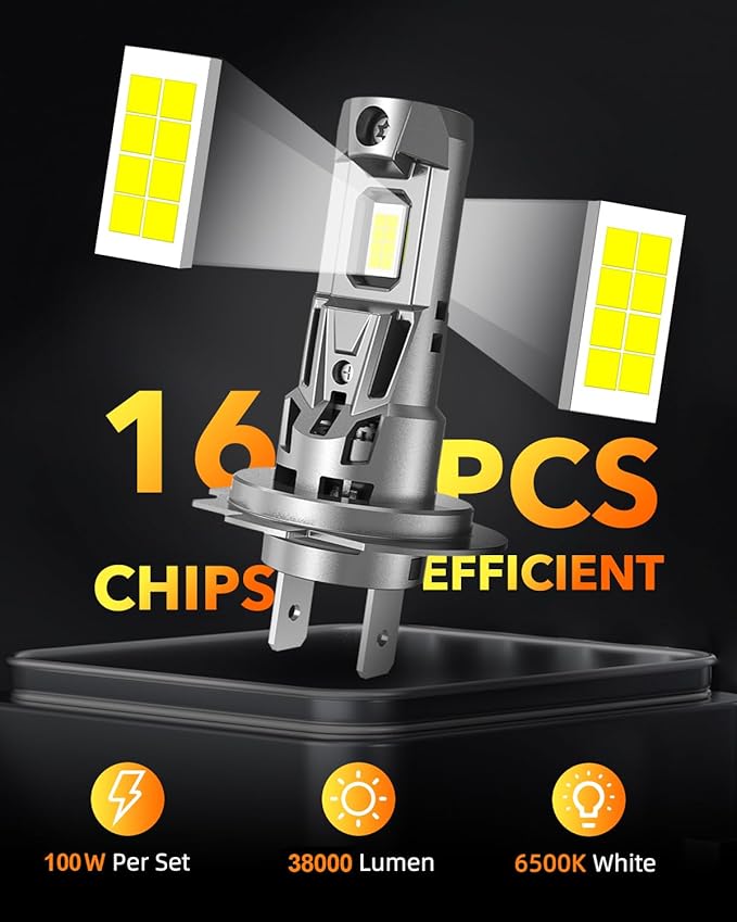 OXILAM H7 Light Bulbs 6500K White, 38000LM 800% Super Bright H7 Fog Lights - Image 2
