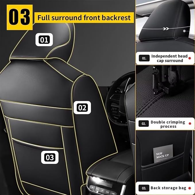 YORKNEIC Leather Car Seat Covers Fit - Image 4