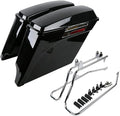 XFMT 5" Vivid Black Stretched Extended Hard Saddlebags W/Chrome Conversion by XFMT