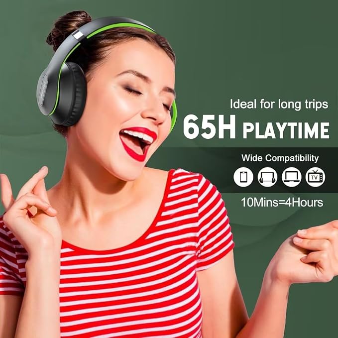 Wireless Bluetooth Headphones Over Ear, 65H Playtime HiFi Stereo Headset - Image 5