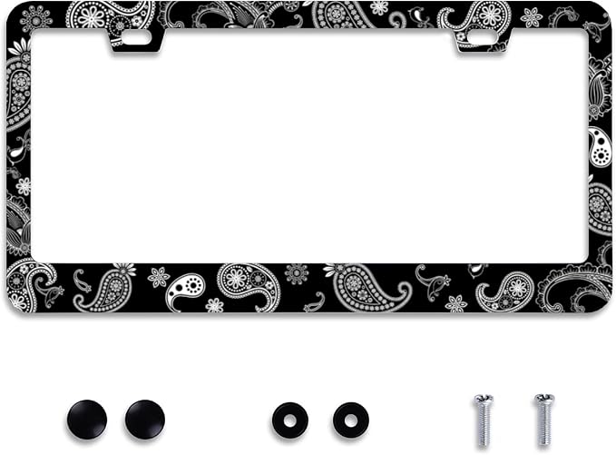 Personalise Paisley Boho Printed License Plate Frames Color License Plate Frame by Omw2fyb