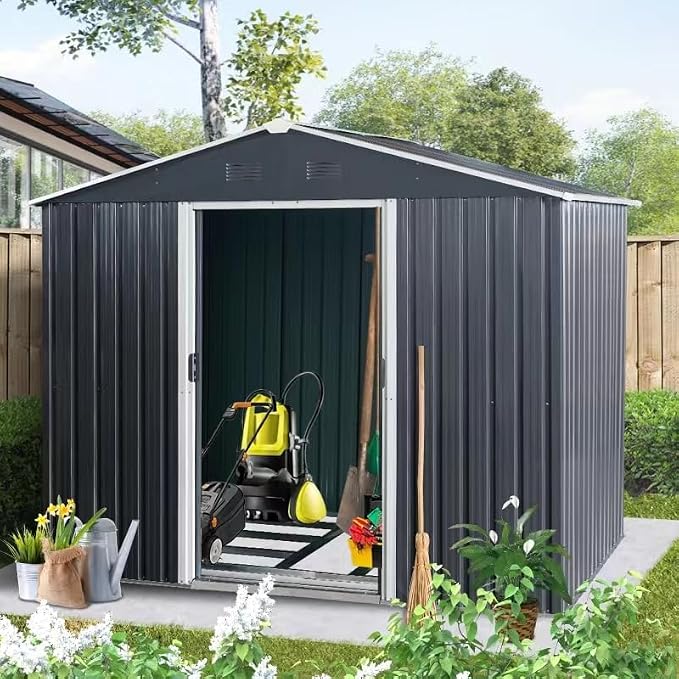 6x8 FT Outdoor Storage Shed, Metal Garden Shed - Image 2