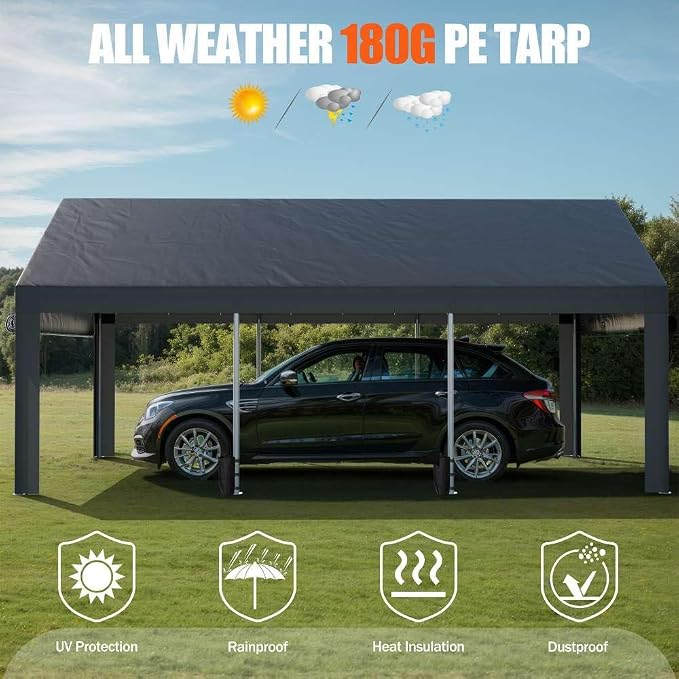 JAMFLY Carport, 10x20 ft Heavy Duty Carport - Image 5