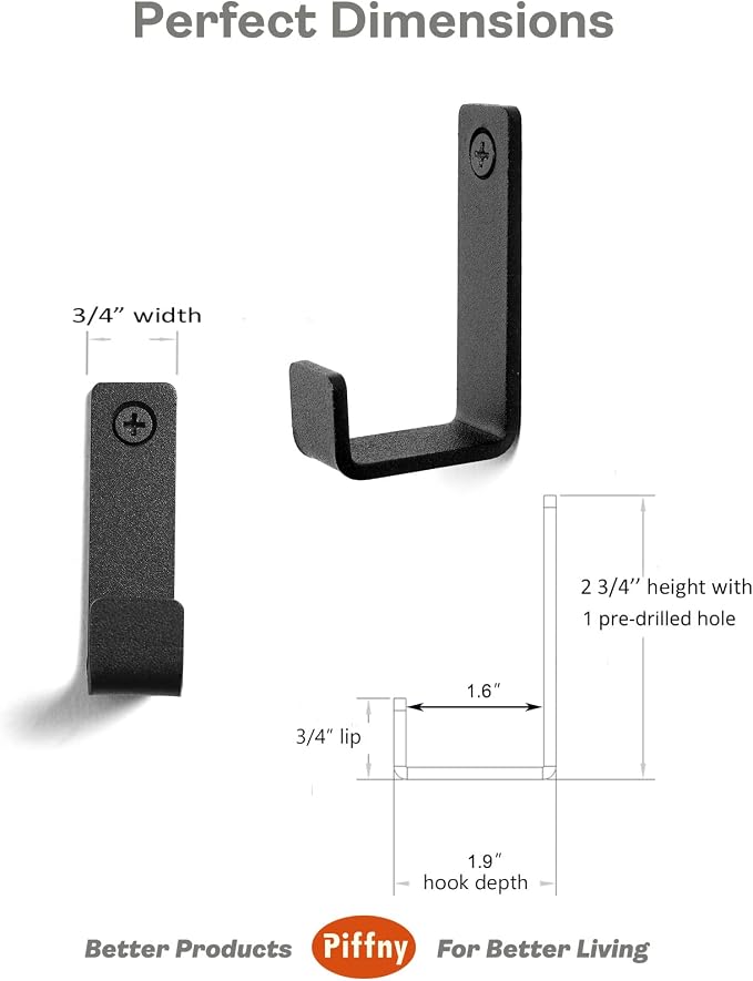 6 Pack Heavy Duty Steel Essential Style Wall Hooks - Image 4