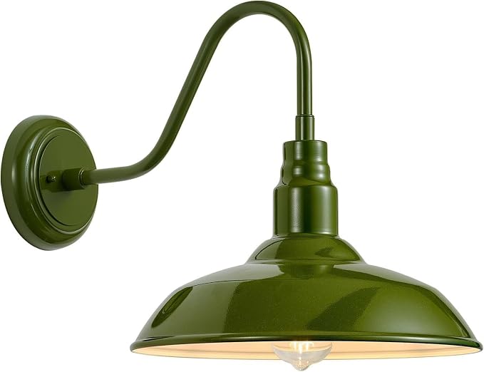14in Outdoor Gooseneck Lights for Farmhouse, Barn Style Goose Neck Wall Light by GOALPLUS