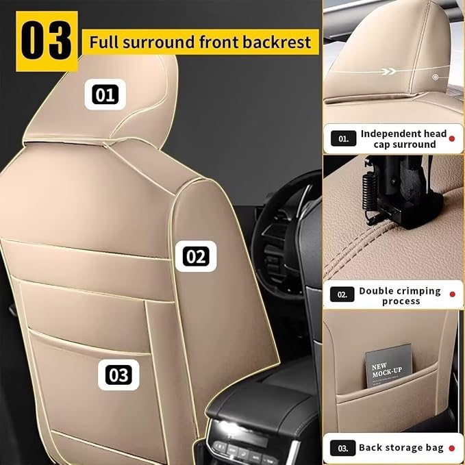 YORKNEIC Leather Car Seat Covers Fit - Image 2