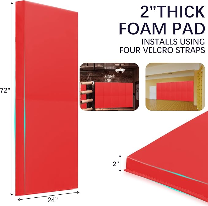 PROGOAL 60"/72" High Gym Wall Padding 2"/4" Thick Foam Basketball Court Wall - Image 2