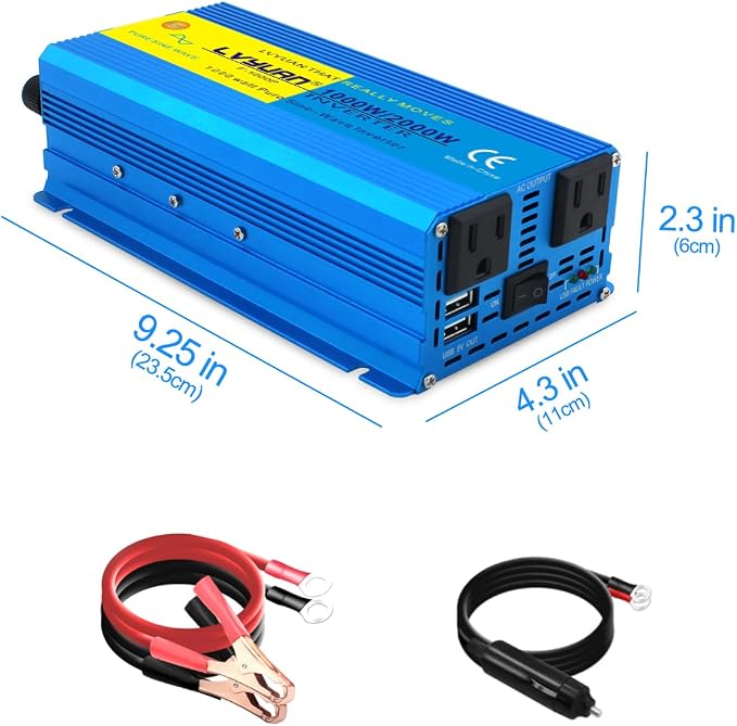 LVYUAN 1000 Watt Pure Sine Wave Inverter 24V to 110V / 120V DC to AC - Image 4