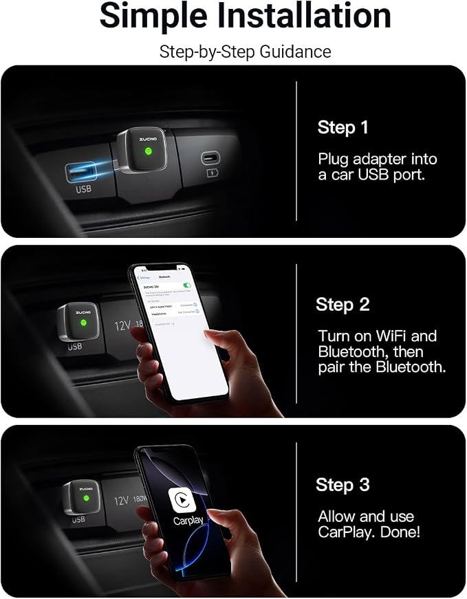 Mini Wireless CarPlay Adapter for Carplay and Android Auto 2-in-1 Mini USB - Image 8