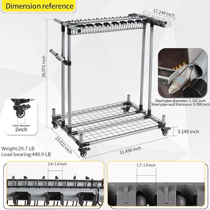 Mobile garden tool organizer metal Garage Storage Holder storage large long - Image 5