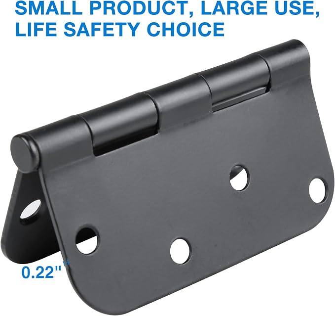 4 in x 4" Black Door Hinges 12 Pack Matte Black Door Hinges 4 Inch Exterior - Image 4