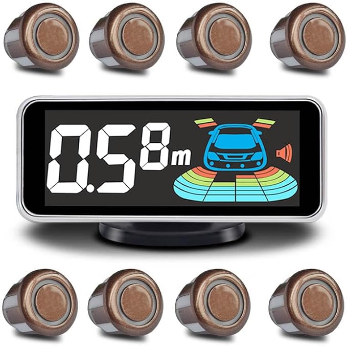 Parktronic 8 Parking Sensors Kit Reverse Backup Radar System Rear and Front View by ELSNU