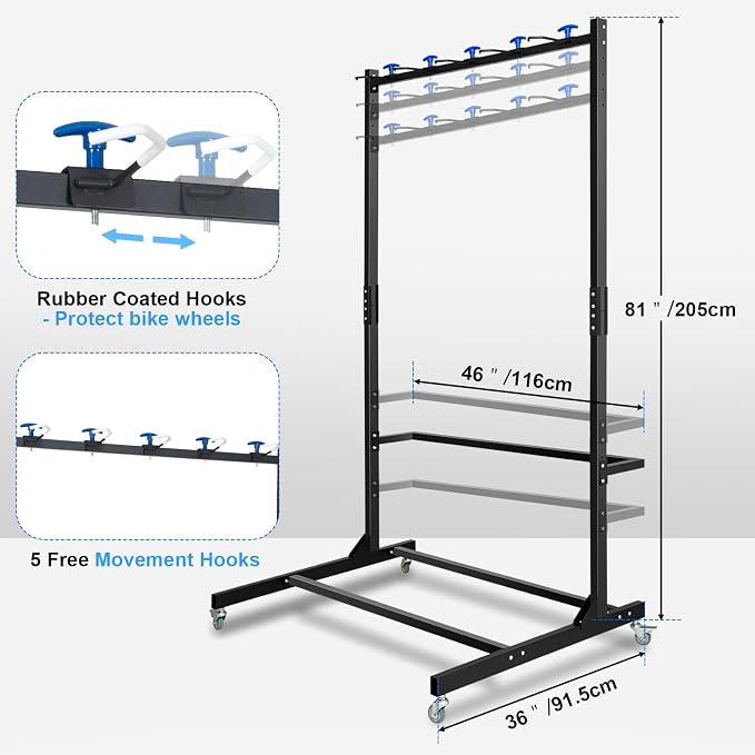 Freestanding Bike Storage Rack, Hold Up to 5 Bikes Sturdy Steel Bicycle Rack - Image 2