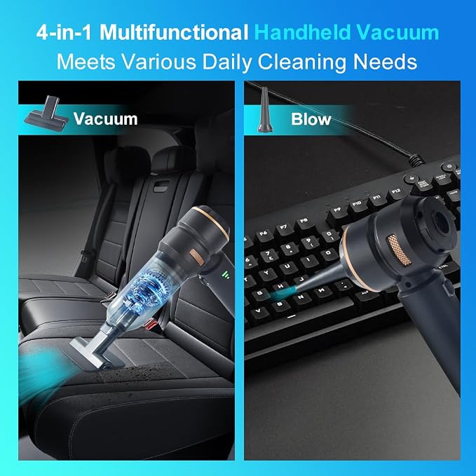 Handheld Car Vacuum 18000PA, 4-in-1 Mini Vacuum Cleaner Portable Cordless - Image 3