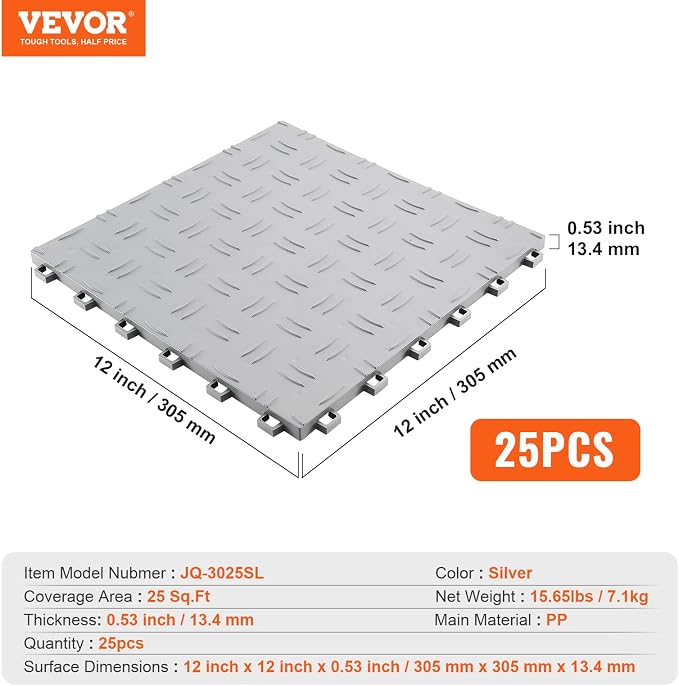 VEVOR Garage Tiles Interlocking, Non-Slip Double-Sided Texture Garage Flooring - Image 7