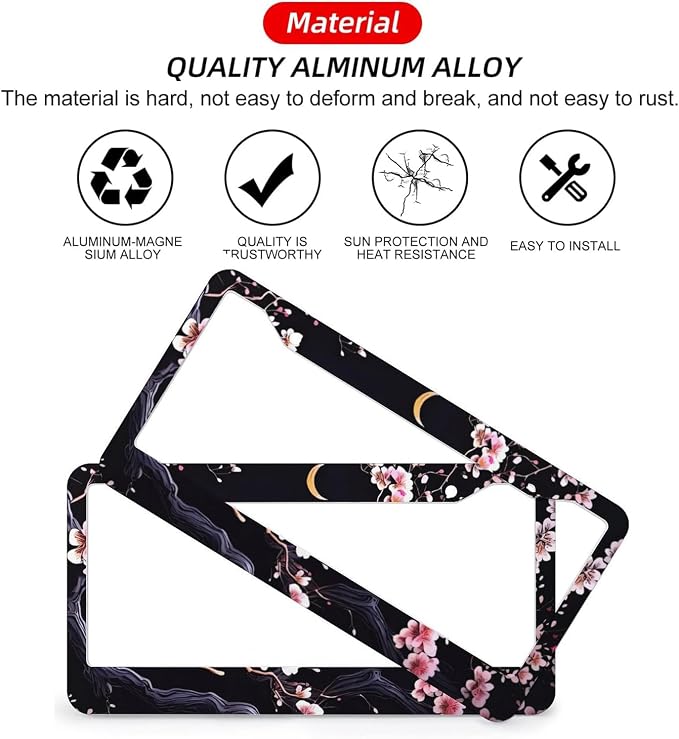 Flowers Plum Blossom Moon License Plate Frames - Image 3